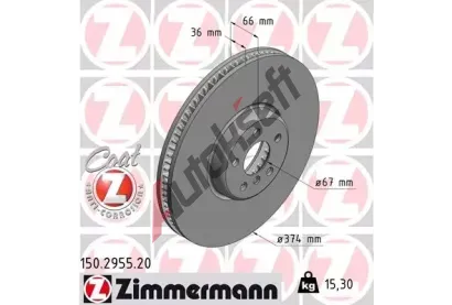 ZIMMERMANN Brzdov kotou COAT Z - 374 mm ZIM 150.2955.20, 150.2955.20