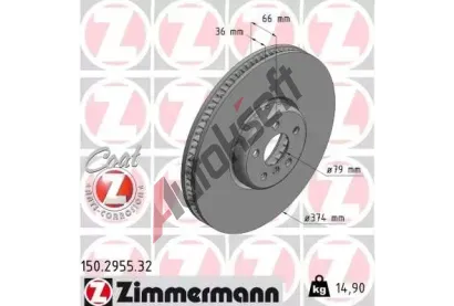 ZIMMERMANN Brzdov kotou FORMULA F COAT Z - 374 mm ZIM 150.2955.32, 150.2955.32