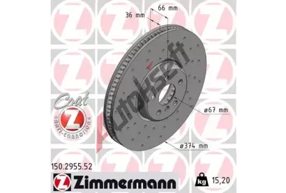 ZIMMERMANN Brzdov kotou SPORT COAT Z - 374 mm ZIM 150.2955.52, 150.2955.52