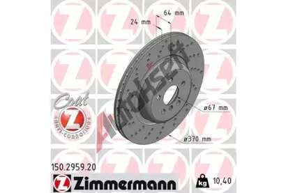 ZIMMERMANN Brzdový kotouč COAT Z - 370 mm ZIM 150.2959.20, 150.2959.20  ZIMMERMANN Brzdový kotouč COAT Z - 370 mm ZIM 150.2959.20, 150.2959.20