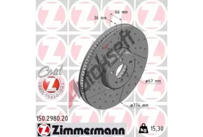 ZIMMERMANN Brzdov kotou COAT Z - 374 mm ZIM 150.2980.20, 150.2980.20