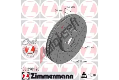 ZIMMERMANN Brzdov kotou COAT Z - 374 mm ZIM 150.2981.20, 150.2981.20