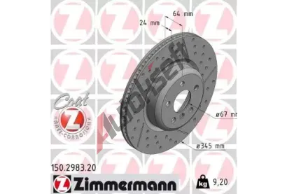ZIMMERMANN Brzdov kotou COAT Z - 345 mm ZIM 150.2983.20, 150.2983.20