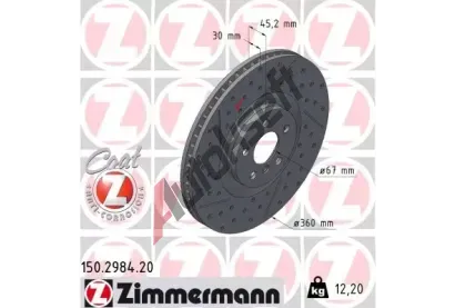 ZIMMERMANN Brzdový kotouč COAT Z - 360 mm ZIM 150.2984.20, 150.2984.20 ZIMMERMANN Brzdový kotouč COAT Z - 360 mm ZIM 150.2984.20, 150.2984.20