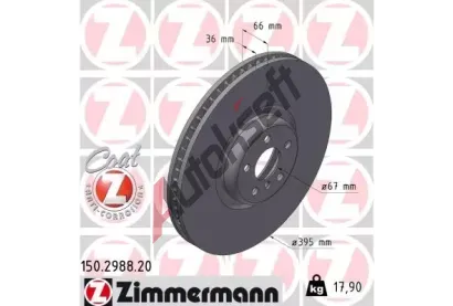 ZIMMERMANN Brzdový kotouč COAT Z - 395 mm ZIM 150.2988.20, 150.2988.20 ZIMMERMANN Brzdový kotouč COAT Z - 395 mm ZIM 150.2988.20, 150.2988.20