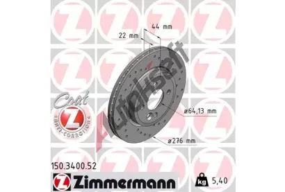 ZIMMERMANN Brzdov kotou drkovan SPORT COAT Z - 276 mm ZIM 150.3400.52, 150.3400.52