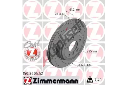 ZIMMERMANN Brzdov kotou drkovan SPORT COAT Z - 320 mm ZIM 150.3405.52, 150.3405.52