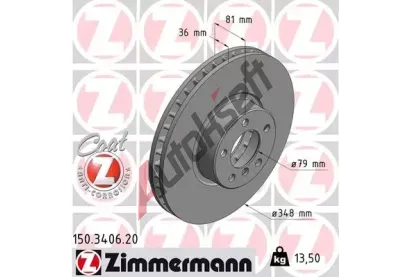ZIMMERMANN Brzdov kotou COAT Z - 348 mm ZIM 150.3406.20, 150.3406.20