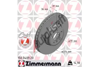 ZIMMERMANN Brzdov kotou COAT Z - 374 mm ZIM 150.3409.20, 150.3409.20