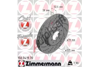 ZIMMERMANN Brzdov kotou drkovan FORMULA Z - 325 mm ZIM 150.3419.70, 150.3419.70