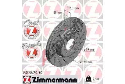 ZIMMERMANN Brzdov kotou drkovan FORMULA Z - 325 mm ZIM 150.3420.70, 150.3420.70