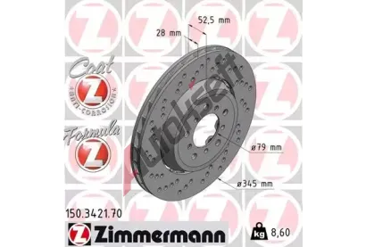 ZIMMERMANN Brzdov� kotou� d�rkovan� FORMULA Z - 345 mm ZIM 150.3421.70, 150.3421.70