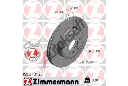 ZIMMERMANN Brzdový kotouč COAT Z - 325 mm ZIM 150.3431.20, 150.3431.20 ZIMMERMANN Brzdový kotouč COAT Z - 325 mm ZIM 150.3431.20, 150.3431.20