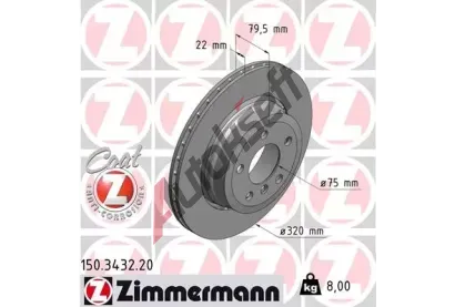 ZIMMERMANN Brzdový kotouč COAT Z - 320 mm ZIM 150.3432.20, 150.3432.20 ZIMMERMANN Brzdový kotouč COAT Z - 320 mm ZIM 150.3432.20, 150.3432.20
