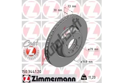 ZIMMERMANN Brzdový kotouč COAT Z - 348 mm ZIM 150.3441.20, 150.3441.20 ZIMMERMANN Brzdový kotouč COAT Z - 348 mm ZIM 150.3441.20, 150.3441.20