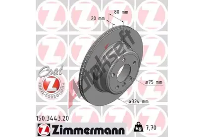 ZIMMERMANN Brzdový kotouč COAT Z - 324 mm ZIM 150.3443.20, 150.3443.20 ZIMMERMANN Brzdový kotouč COAT Z - 324 mm ZIM 150.3443.20, 150.3443.20