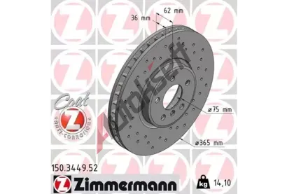 ZIMMERMANN Brzdový kotouč SPORT COAT Z - 365 mm ZIM 150.3449.52, 150.3449.52 ZIMMERMANN Brzdový kotouč SPORT COAT Z - 365 mm ZIM 150.3449.52, 150.3449.52
