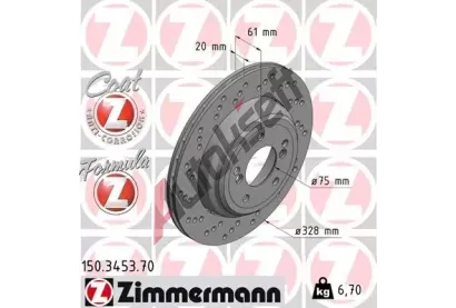 ZIMMERMANN Brzdov kotou drkovan FORMULA Z - 328 mm ZIM 150.3453.70, 150.3453.70