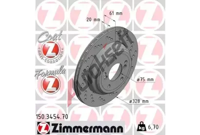 ZIMMERMANN Brzdov kotou drkovan FORMULA Z - 328 mm ZIM 150.3454.70, 150.3454.70