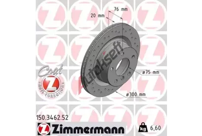 ZIMMERMANN Brzdový kotouč dírkovaný SPORT COAT Z - 300 mm ZIM 150.3462.52, 150.3462.52 ZIMMERMANN Brzdový kotouč dírkovaný SPORT COAT Z - 300 mm ZIM 150.3462.52, 150.3462.52
