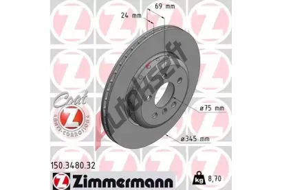 ZIMMERMANN Brzdov kotou FORMULA F COAT Z - 345 mm ZIM 150.3480.32, 150.3480.32