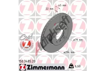 ZIMMERMANN Brzdový kotouč COAT Z - 294 mm ZIM 150.3485.20, 150.3485.20  ZIMMERMANN Brzdový kotouč COAT Z - 294 mm ZIM 150.3485.20, 150.3485.20