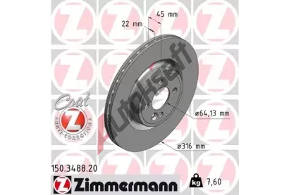 ZIMMERMANN Brzdov kotou COAT Z - 316 mm ZIM 150.3488.20, 150.3488.20