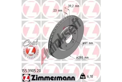 ZIMMERMANN Brzdov kotou COAT Z - 280 mm ZIM 155.3905.20, 155.3905.20