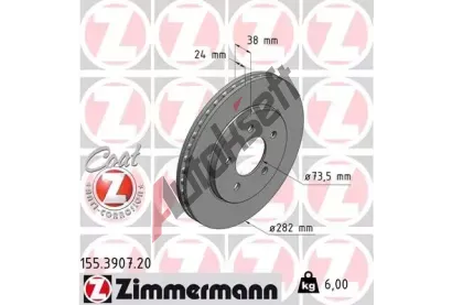 ZIMMERMANN Brzdov kotou - 282 mm ZIM 155.3907.20, 155.3907.20