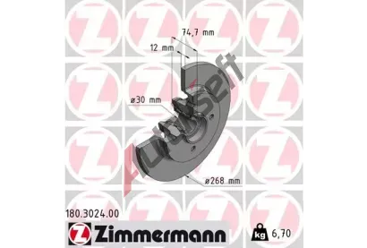 ZIMMERMANN Brzdov kotou s loiskem - 268 mm ZIM 180.3024.00, 180.3024.00