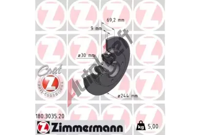 ZIMMERMANN Brzdový kotouč COAT Z - 244 mm ZIM 180.3035.20, 180.3035.20 ZIMMERMANN Brzdový kotouč COAT Z - 244 mm ZIM 180.3035.20, 180.3035.20