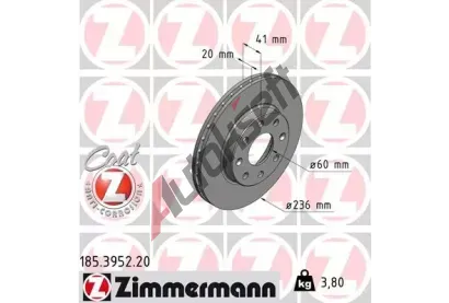 ZIMMERMANN Brzdový kotouč COAT Z - 236 mm ZIM 185.3952.20, 185.3952.20 ZIMMERMANN Brzdový kotouč COAT Z - 236 mm ZIM 185.3952.20, 185.3952.20