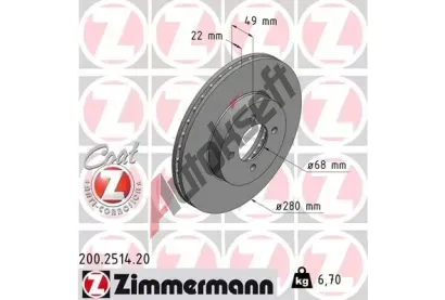 ZIMMERMANN Brzdov kotou COAT Z - 280 mm ZIM 200.2514.20, 200.2514.20