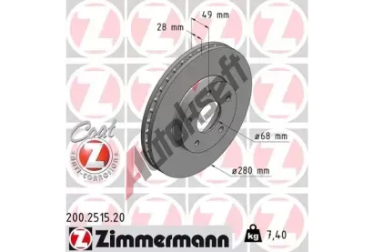 ZIMMERMANN Brzdov kotou COAT Z - 280 mm ZIM 200.2515.20, 200.2515.20