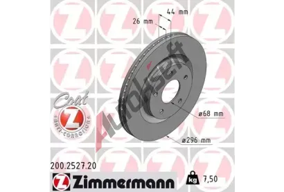 ZIMMERMANN Brzdový kotouč COAT Z - 296 mm ZIM 200.2527.20, 200.2527.20 ZIMMERMANN Brzdový kotouč COAT Z - 296 mm ZIM 200.2527.20, 200.2527.20