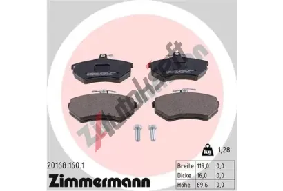 ZIMMERMANN Sada brzdovch destiek kotouov brzdy ZIM 20168.160.1, 20168.160.1