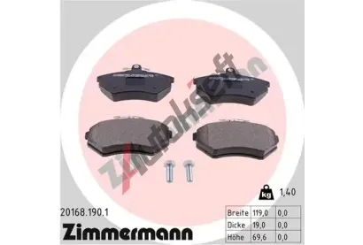 ZIMMERMANN Sada brzdovch destiek - kotouov brzda ZIM 20168.190.1, 20168.190.1