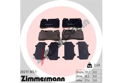 ZIMMERMANN Sada brzdovch destiek ZIM 20217.165.1, 20217.165.1