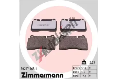 ZIMMERMANN Sada brzdových destiček rd:z ZIM 20217.965.1, 20217.965.1 ZIMMERMANN Sada brzdových destiček rd:z ZIM 20217.965.1, 20217.965.1