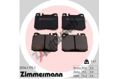 ZIMMERMANN Sada brzdovch destiek - kotouov brzda ZIM 20341.175.1, 20341.175.1