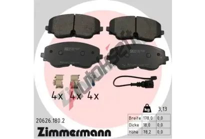 ZIMMERMANN Sada brzdovch destiek ZIM 20626.180.2, 20626.180.2
