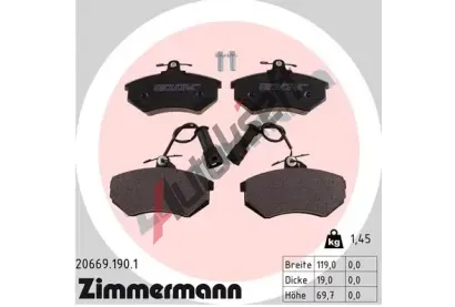 ZIMMERMANN Sada brzdovch destiek - kotouov brzda ZIM 20669.190.1, 20669.190.1