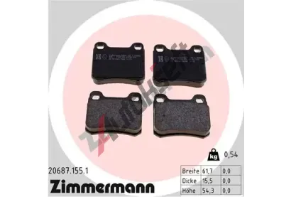 ZIMMERMANN Sada brzdovch destiek - kotouov brzda ZIM 20687.155.1, 20687.155.1