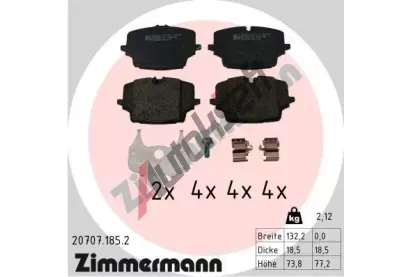 ZIMMERMANN Sada brzdových destiček ZIM 20707.185.2, 20707.185.2 ZIMMERMANN Sada brzdových destiček ZIM 20707.185.2, 20707.185.2