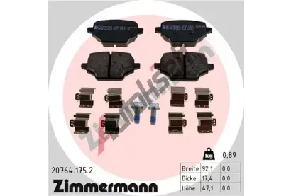 ZIMMERMANN Sada brzdovch destiek ZIM 20764.175.2, 20764.175.2