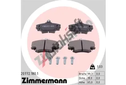 ZIMMERMANN Sada brzdovch destiek - kotouov brzda ZIM 20772.180.1, 20772.180.1