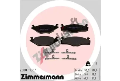 ZIMMERMANN Sada brzdovch destiek - kotouov brzda ZIM 20887.150.1, 20887.150.1