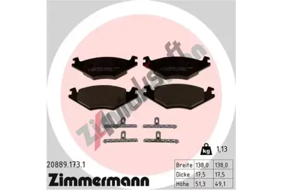 ZIMMERMANN Sada brzdovch destiek kotouov brzdy ZIM 20889.173.1, 20889.173.1