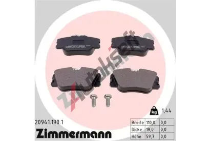 ZIMMERMANN Sada brzdovch destiek - kotouov brzda ZIM 20941.190.1, 20941.190.1