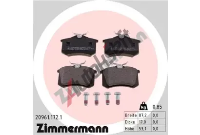 ZIMMERMANN Sada brzdovch destiek - kotouov brzda ZIM 20961.172.1, 20961.172.1